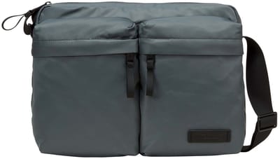 Marc O'Polo schoudertas met laptopvak Toby Business Bag Skipping Stone blauwgrijs