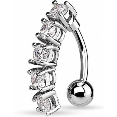 Delysia King Dames Schattige Kristallen Navelpiercing Bloem Hangertje Rose Goud Sexy Staafje Navelring