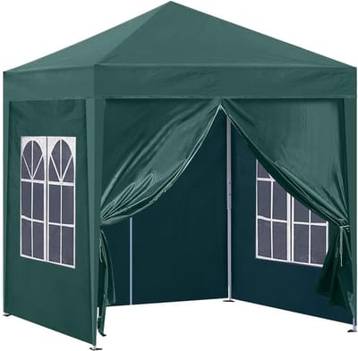 Tuinpaviljoen met zijpanelen - Pop-up tent - Feestelijke buitenactiviteiten - Waterdicht en UV-beschermend - 3 x 3 meter - Groen