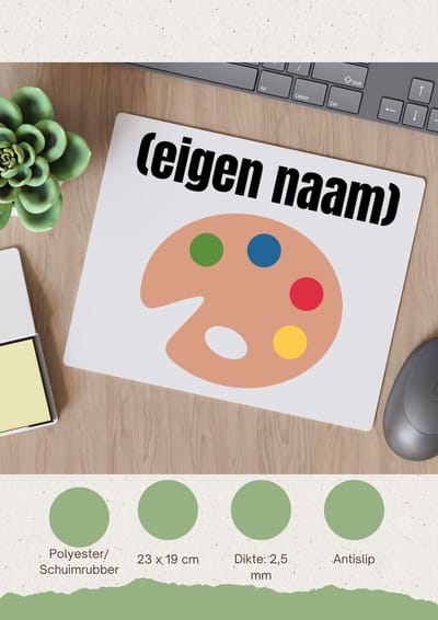 Akyol - kleurenpallet met eigen naam Muismat - Kunst - kunstenaars/kunstenaressen - iemand die houdt van kunst of kunst maken - verjaardag - cadeau - kado - 23 bij 19 cm