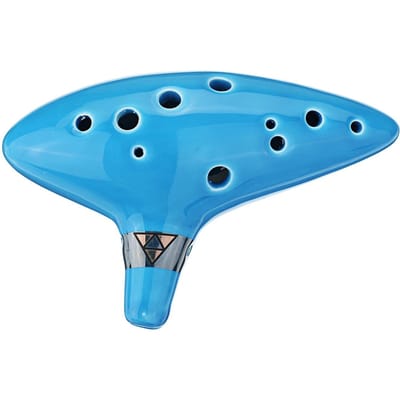 12 Holes Alto C Zelda Ocarina Keramische Vat Fluit Wind Muziekinstrument met Muziekboek Lanyard blauw