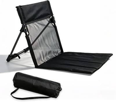 Zitkussen met rugleuning voor optimaal comfort, inklapbaar en veelzijdig voor camping, picknick en tuin (zwart, 38 x 38,8 x 40,5 cm)