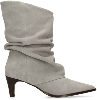 Manfield - Dames - Grijze suède slouchy enkellaarsjes - Maat 36