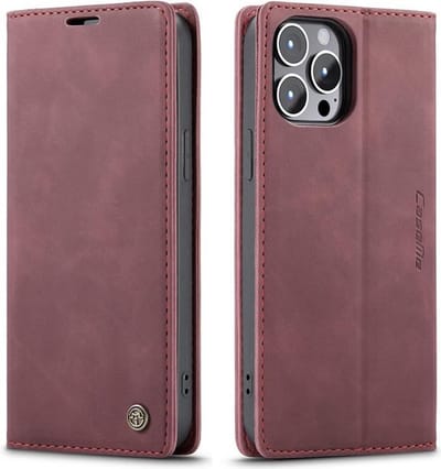 CaseMe - Telefoonhoesje geschikt voor Apple iPhone 13 Pro Max - Wallet Book Case - Magneetsluiting - Donker Rood