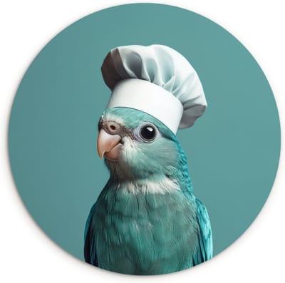 WallCircle® Wandcirkel 30x30 cm - Muurcirkel Parkiet - Vogel - Koksmuts - Cute - Muurdecoratie woonkamer - Wanddecoratie keuken - Kamer decoratie accessoires - Ronde schilderijen