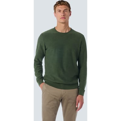 No Excess Pullover Crewneck Garment Dyed + Stone Washed Dark Green Maat: XXL | Sweaters Outlet | Heren | Groen