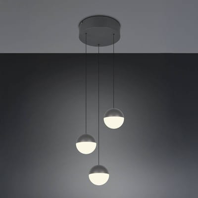 Reality Leuchten LED hanglamp Senta, antraciet, Ø 25 cm, 3.000 K 3-lamps.