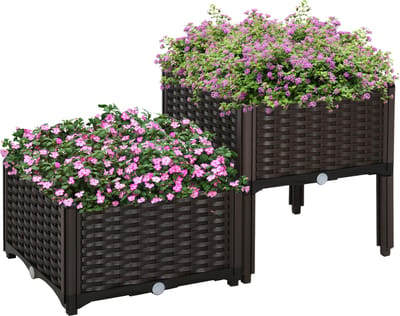 Outsunny verhoogde plantenbak - 30 L per stuk - drainagegaten