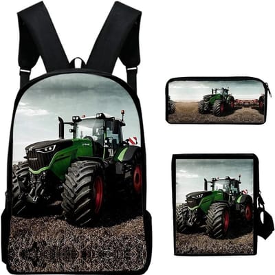 Boerderijtractor Schooltas Rugzak Schooltassen Schoudertas Etui 3-delige Set Cadeau voor Kinderen Studenten