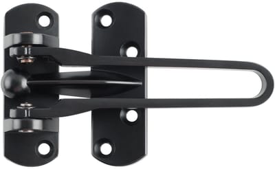 Dailygoods - MOOCHE Deurslot met scharnier, 8,2 cm, zinklegering deurslot, veiligheidsslot met geboord, scharnier, swing-in-deuren, thuisbeveiliging, hoteldeursloten, matzwart