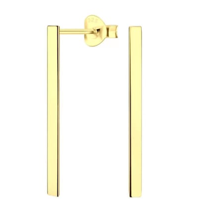 Joy|S - Zilveren Bar oorbellen - staaf - 2 x 25 mm - gold plated