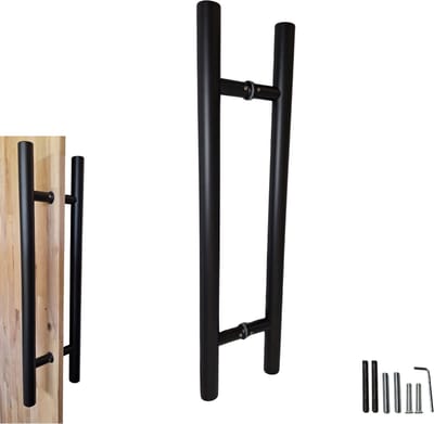 Hoexs Dubbele Deurgreep – 60 cm Zwart RVS – Hartafstand 40 cm – Luxe Handgrepen voor Voordeuren, Schuif- en Glasdeuren