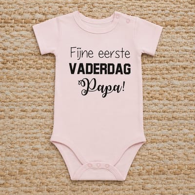 romper baby met tekst meisje fijne eerste vaderdag papa 50-56 kort roze