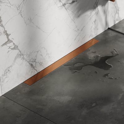 Brauer Douchegoot met Multifunctioneel Rooster en Flens Voor Wandmontage - 70 cm - Koper Geborsteld Pvd
