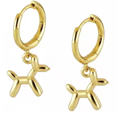 Oorbellen-Balloon dog-14K goldplating-Goudkleurig- Zilver -Charme Bijoux