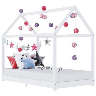vidaXL - Kinderbedframe - massief - grenenhout - wit - 90x200 - cm