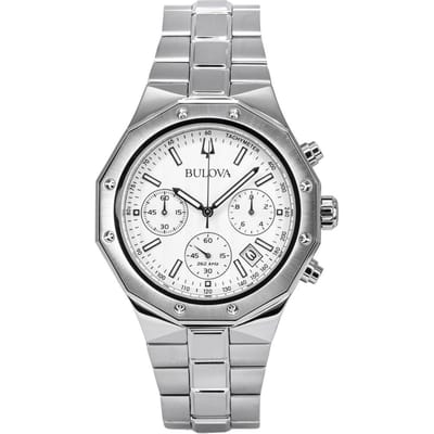 Montre chronographe Bulova Classic Precisionist en acier inoxydable avec cadran argenté et quartz 96B408 100M pour homme argenté
