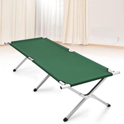 Campingbed - Veldbed Ligbed - Ontspannen Buiten - Lichtgewicht Aluminium Frame - 190 cm Lengte - Groen