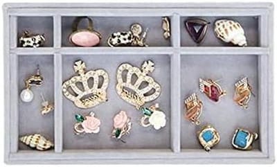 Sieraden organizer - Opbergdoos - Juwelen opbergen - Velvet voering - 21 cm breed - Grijs