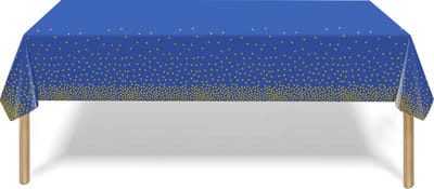 Tafelkleed Verjaardag Versiering Tafelloper Plastic Tafelzeil Blauw Goud Stippen Feest Tafellaken Xl Formaat 137*274cm