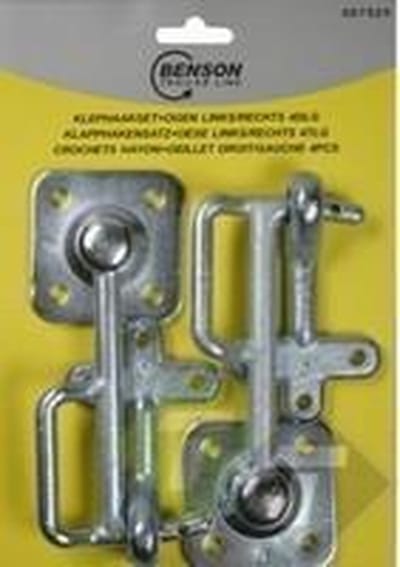 Klepsluiting haken set, 4 delig, makkelijk te monteren, Inclusief tegenstukken