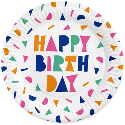 Globos Paper Plates 23cm Happy Birthday - 8 pcs.