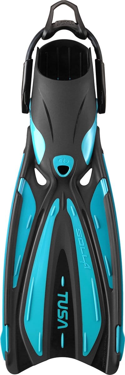 TUSA SOLLA Duikvinnen voor Volwassenen - Zwemvinnen met ForcElast technologie voor krachtige voortstuwing - Zwart/Oceaangroen - Maat L-XL (44–50) / (28–32 cm) - SF0114 L-XL OG