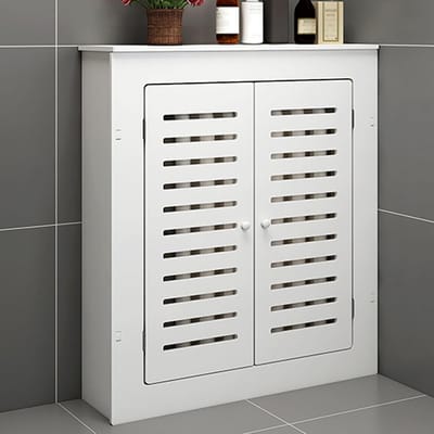 Radiatorafdekking Kast - Verwarming Cover Plank - Ruimte Optimaliseren - Dubbele Deuren Ontwerp - L60xH70xW20cm - Wit