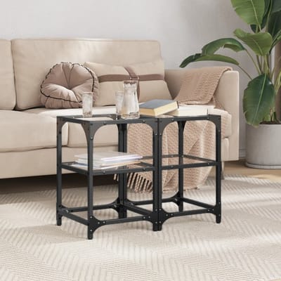 vidaXL - Salontafels - 2 - st - met - transparant - glazen - blad - 30x30x45 - cm - staal