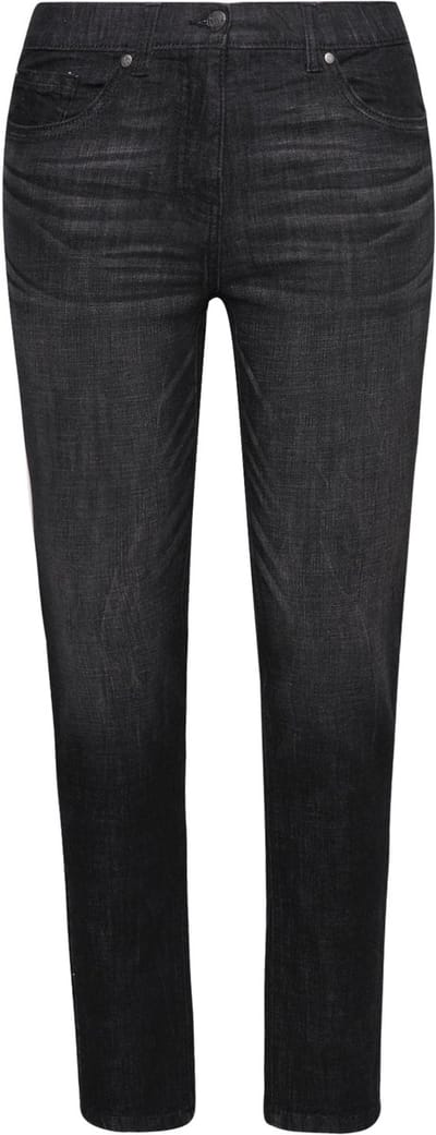 Ulla Popken - Dames - Jeans Sarah siernaden smalle pijpen - Zwart - Maat 21