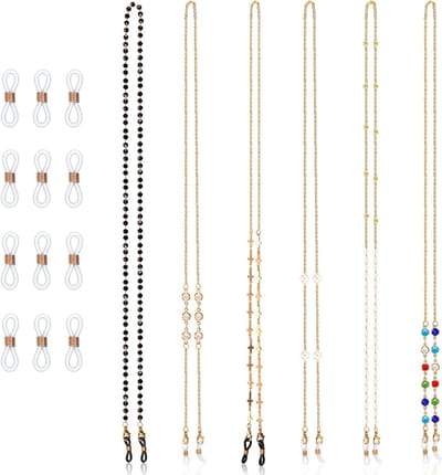 Stijlvolle brillenketting voor dames, brillenkoord met rubberen ring, trendy en praktisch accessoire
