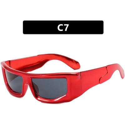 Nouveaux Lunettes de Soleil Rectangulaires Vintage Femmes Hommes Y2K Lunettes de Soleil Carrées Anti-Reflets Lunettes Hip Hop pour Homme Femme Lunettes MULTI red