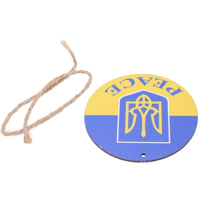 Pendentif Drapeau Ukraine Artisanat Fin Bois Composite Pendentif Collier Ukraine Écologique Réutilisable Ukraine yellow