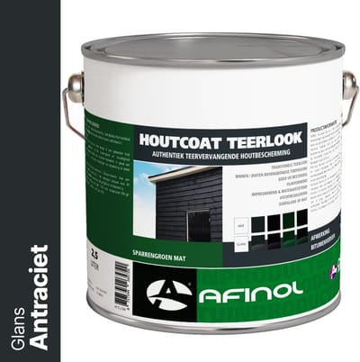 Afinol houtcoat teerlook glanzend antraciet - 2,5 liter