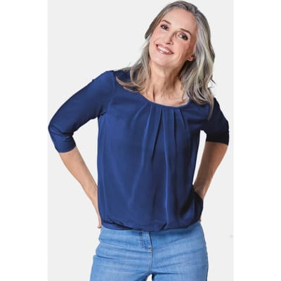 Verzorgd shirt in elegante blouselook - donkerblauw - Gr. 38 van Goldner Fashion
