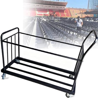 Stoelopslagwagen - Stoelenkar - Evenementen Organiseren - Opvouwbaar En Verrijdbaar - 120 cm Breed - Zwart