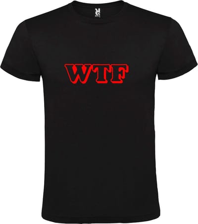 Zwart T-shirt ‘WTF’ Rood maat XS