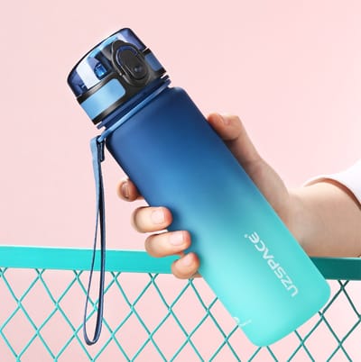 UZSPACE Waterfles - Drinkfles 500 ml – BPA-Vrije Tritan Waterfles – 100% Lekvrij – Herbruikbare Sportfles met 1-Klik Deksel – Voor School, Sport & Kantoor – Blauw/Groen