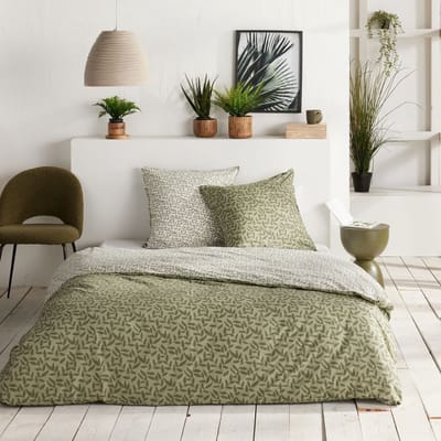 Beddengoed - VANDAAG - Sunshine - 2 personen - 220 x 240 cm - Groen katoen met bloemenprint