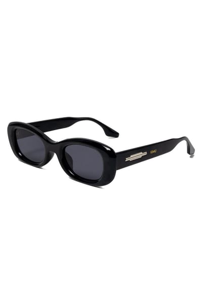 KIMU® Zonnebril Y2K Rond Cat Eye - Zwart Montuur - Zwarte Glazen - Dames Kunststof Vintage Smal 90's Smalle Retro Ronde Cateye Influencer Festival