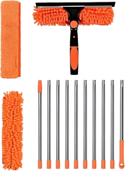 Plumeau Telescoopsteel - Stofwisser Flexibel - Hoge Oppervlakken Reinigen - Uittrekbaar Bereik - Verstelbare Lengte - Oranje