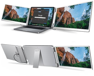 Portable Monitor 2x 15,6 inch Full HD - Tri Screen Laptop Scherm Uitbreider - Extra Scherm Laptop - Draagbare Monitor - Plug & Play - Solvify