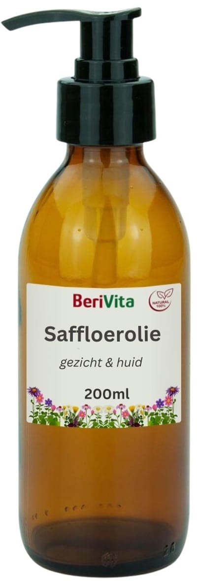 Saffloerolie, Distelolie Puur 200ml Pompfles - Glas - Huidolie en Gezichtsolie - Safflower Seeds Oil