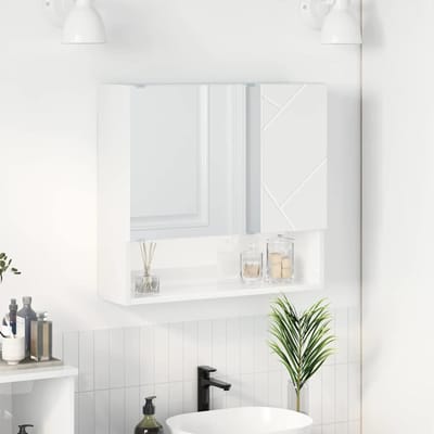 vidaXL - Spiegelkast - Hoogglans - wit - 59 - x - 17 - x - 55 - cm - Bewerkt - hout