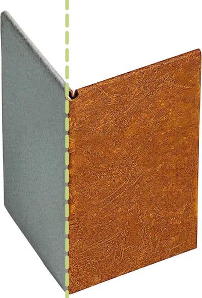 Hoekverbinding Gazonrand - Verbindingstukken Metaal - Tuinranden Creëren - Echt Cortenstaal 1mm - Voor 15-26cm Hoogte - Bruin