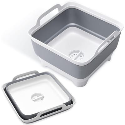 9L Opvouwbare Afwasbak Sink Opvouwbare Wasbak Opvouwbare Vergiet Fruit Groenten Wassen Afdruipmand JT173 grijze kleur