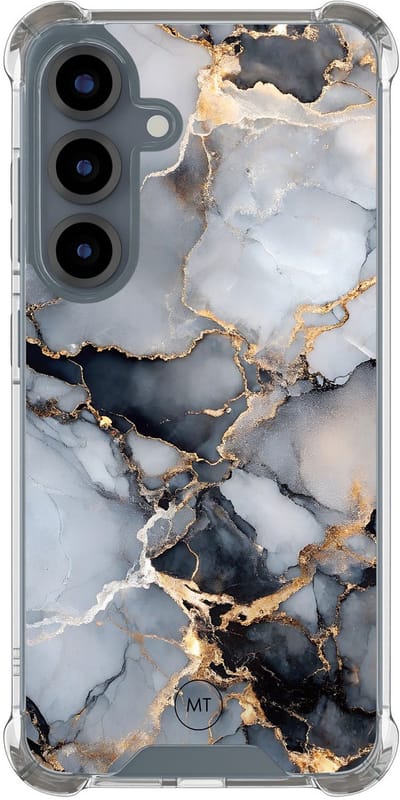 Hoesje (shockproof) geschikt voor Samsung Galaxy S25 - Marble mist - Extra sterke case - TPU/polycarbonaat - Marmer - Grijs, Transparant