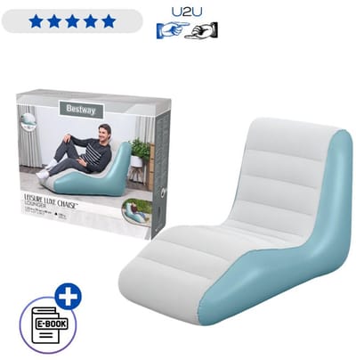Bestway Opblaasbare Stoel 133x79x88 cm - Comfortabele Inflatable Armchair Met Zachte Flocked Bekleding - Opvouwbare Lounge Fauteuil Voor Binnen En Buiten Gebruik Camping Relaxstoel Met Ebook