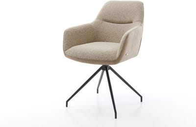 Eetkamerstoel Pejo-Flex kruisframe conisch zwart materiaalmix mud 180° draaibaar pocketveer kern