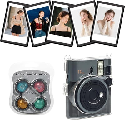 Beschermende cameratas voor instant camera's met 5 magnetische fotolijsten en 4 lensfilters, stevige en verstelbare harde pc-tas voor optimale bescherming en gebruiksgemak